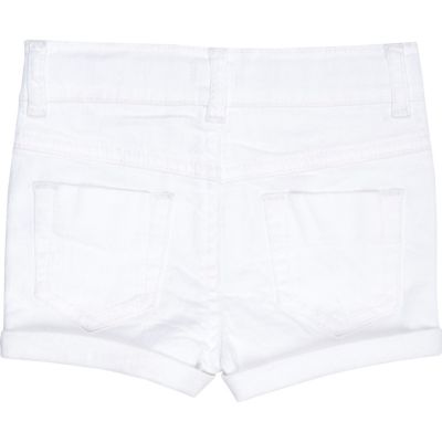 Mini girls white denim shorts